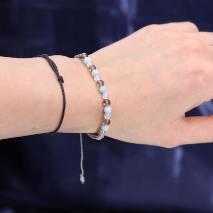 Vela de Cristal del Zodiaco con Pulsera de Piedras Preciosas - Cáncer