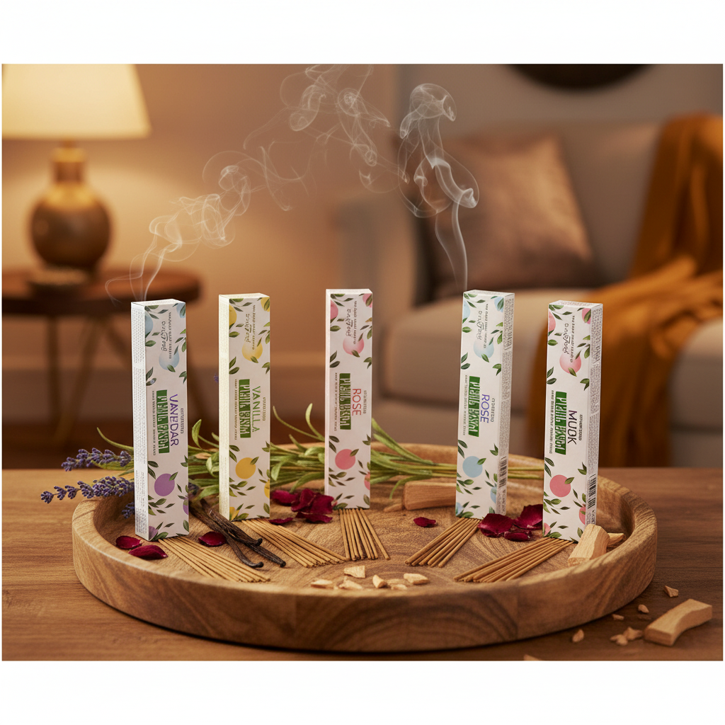 Pack surtido 6 fragancias Stamford Plant Based incienso masala en ambiente hogareño