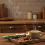 Incienso Masala Chai Tales of India en ambiente hogareño acogedor